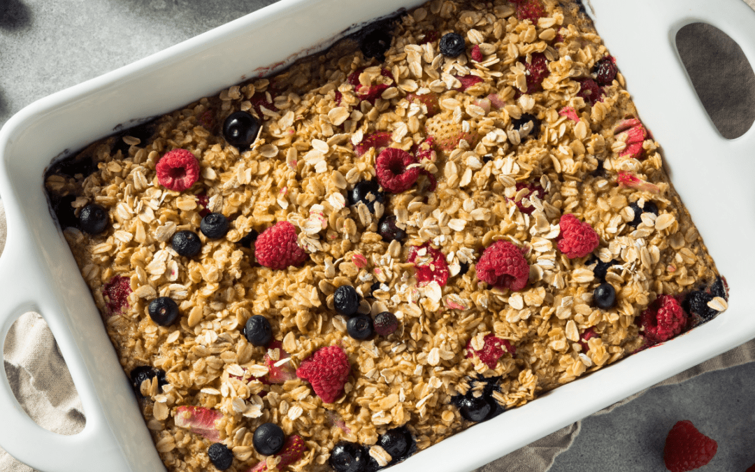 Oatmeal Breakfast Bake with Berries and Almonds